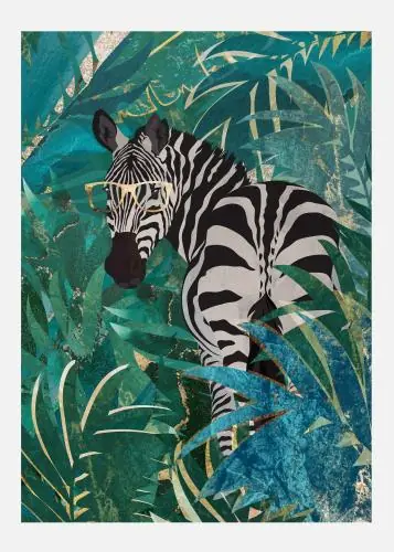Zebra In The Jungle II Tablou Pe Pânză (30x40 cm) Disponibil imediat