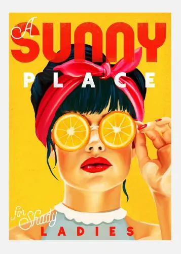 A Sunny Place For Shady Ladies Orange Pinup Art Tablou Pe Pânză (30x40 cm) Retur ușor