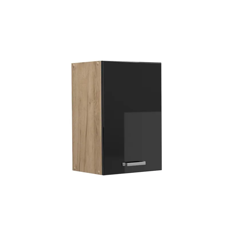 Promoție Dulap de perete R-Line Negru lucios ridicat 40 cm Vicco