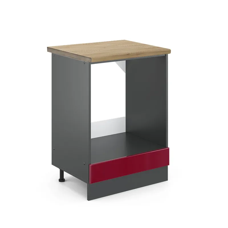 Dulap de transformare a sobei R-Line Roșu lucios ridicat 60 cm , AP Stejar Vicco Doar azi