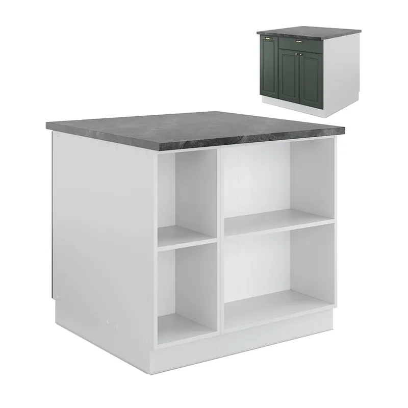 Preț promoțional Insula de bucătărie Fame-Line Casă de țară verde-aurie/alb 90 cm cu sertar, fara blat Vicco