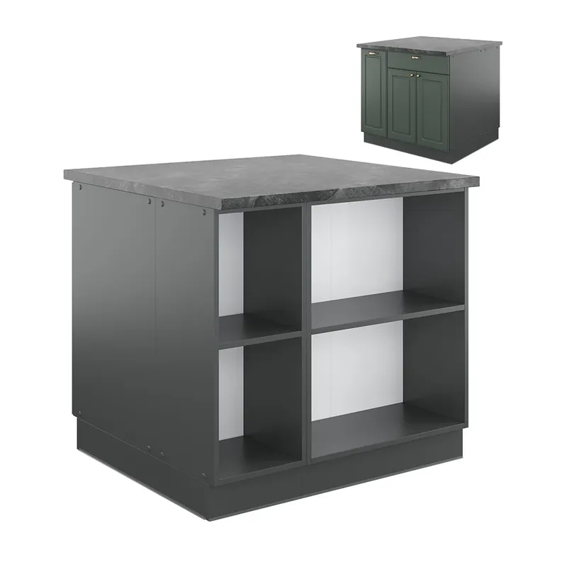 Insula de bucătărie Fame-Line Casă de țară verde-aurie/antracit 90 cm cu sertar, fara blat Vicco Cumpărături sigure