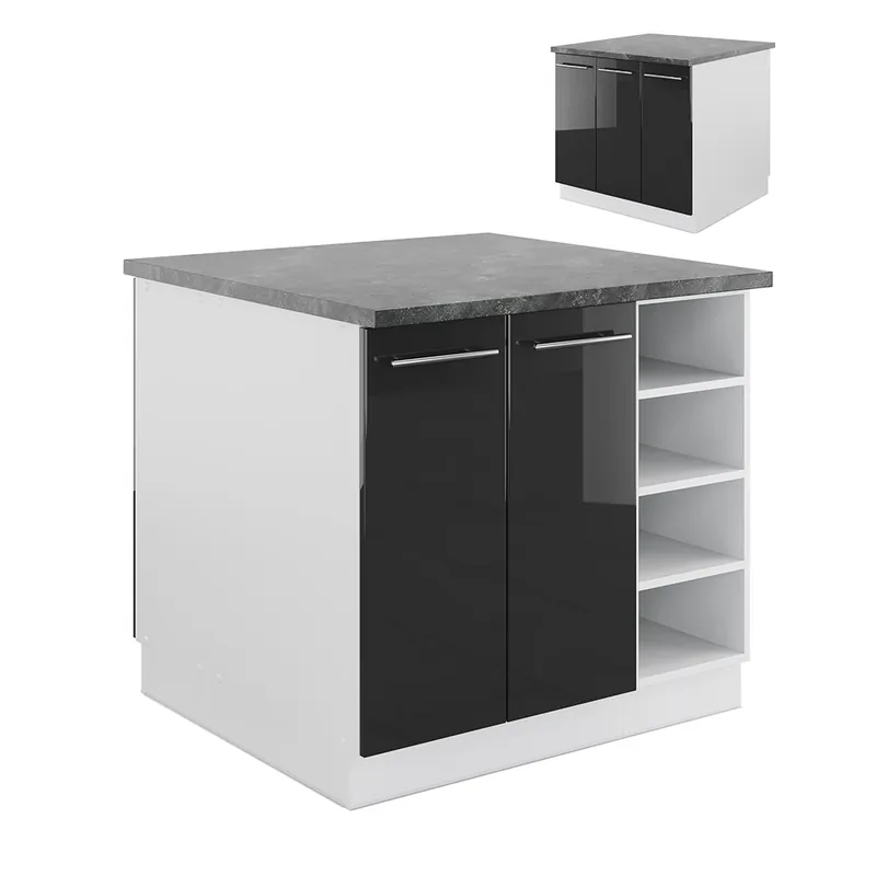 Insula de bucătărie Fame-Line Antracit lucios/alb 90 cm fara blat Vicco Livrare rapidă