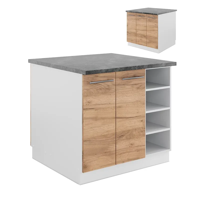 Insula de bucătărie Fame-Line Stejar Goldkraft/alb 90 cm fara blat Vicco Discount