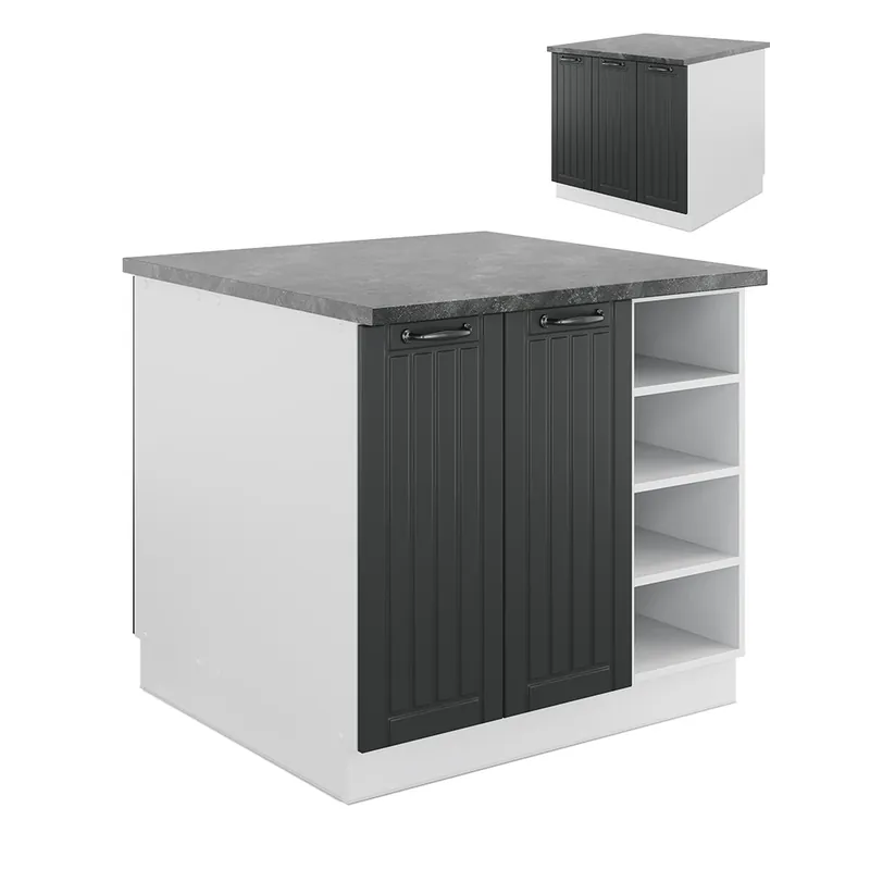 Insula de bucătărie Fame-Line Casă de țară antracit/alb 90 cm fara blat Vicco Reducere specială