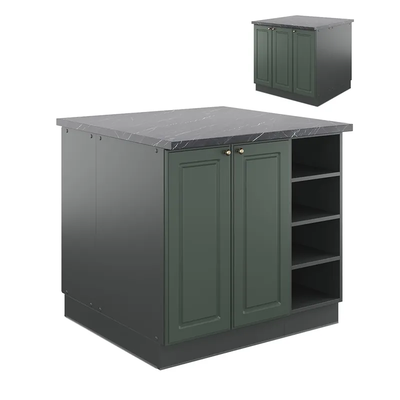 Super ofertă Insula de bucătărie Fame-Line Casă de țară verde-aurie/antracit 90 cm fara blat Vicco