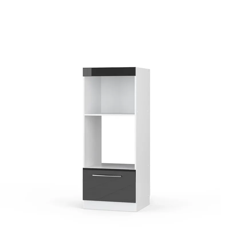 Bestseller Dulap pentru cuptor cu microunde Fame-Line Antracit lucios ridicat 60 cm deschide Vicco
