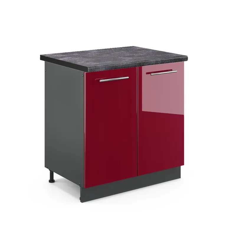 Lichidare de stoc Dulap de bază pentru chiuvetă Fame-Line Bordeaux lucios ridicat 80 cm , AP Antracit Vicco