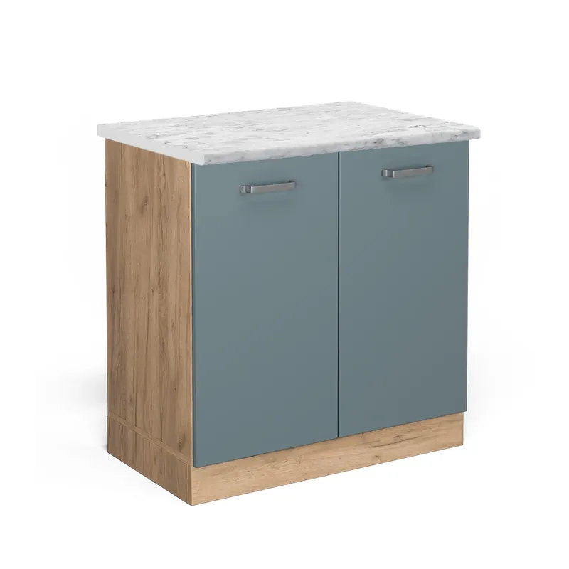 Bestseller Dulap de bază pentru chiuvetă R-Line Albastru-gri 80 cm marmură AP Vicco