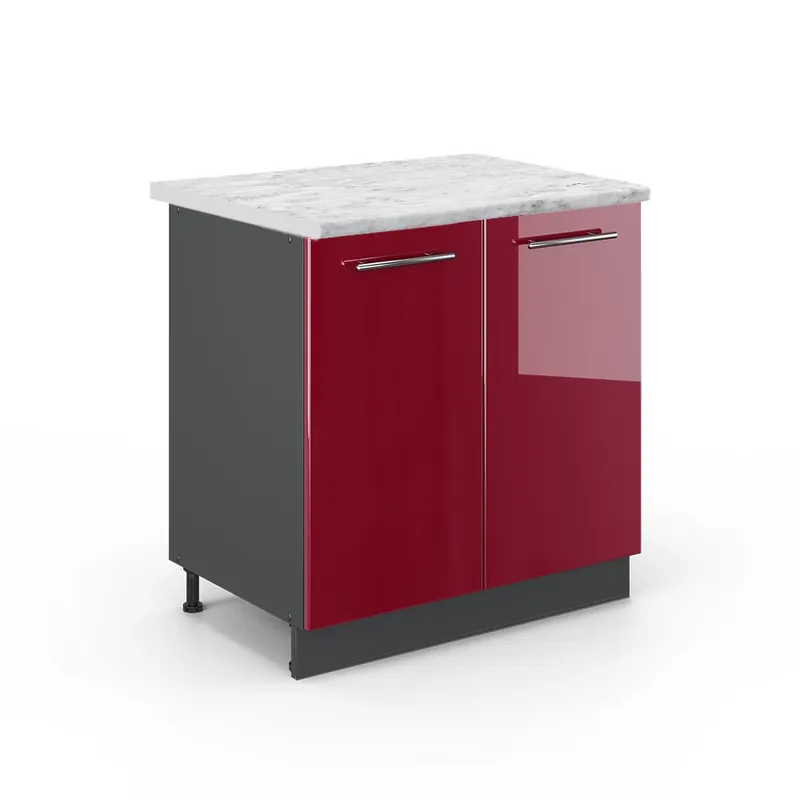 Dulap de bază pentru chiuvetă Fame-Line Bordeaux lucios ridicat 80 cm cu raft, marmură AP Vicco Reducere