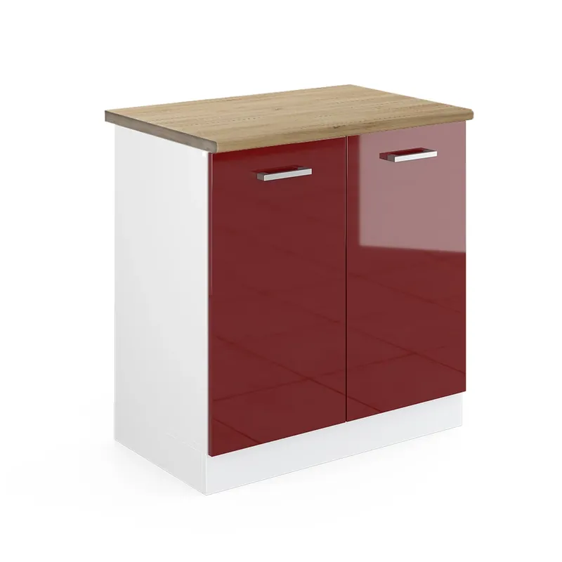 Dulap de bază pentru chiuvetă R-Line Roșu lucios ridicat 80 cm , AP Stejar Vicco Ofertă exclusivă