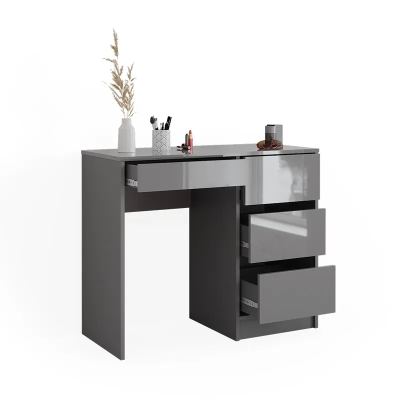 Vanitate Sherry Gri înalt lucios 90 cm cu 4 sertare Vicco Reducere de preț