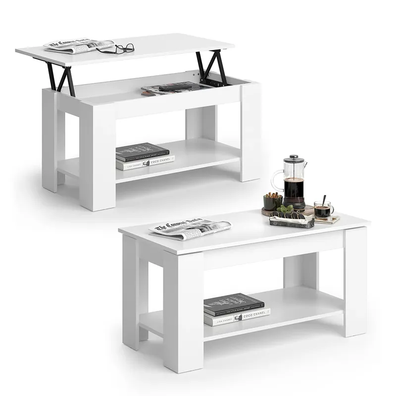 Promoție Masă de cafea Lorenz Alb 100 x 50 cm cu functie de ridicare Vicco