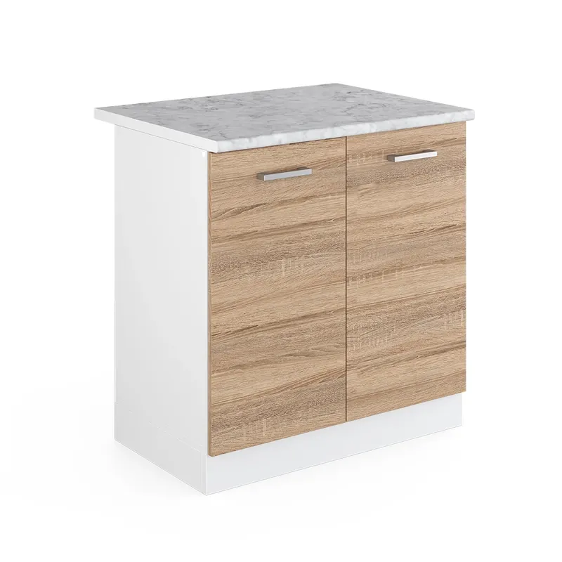 Pagrindinė kriauklės spintelė R-Line Sonoma 80 cm cu usi, cu blat Vicco Nu rata