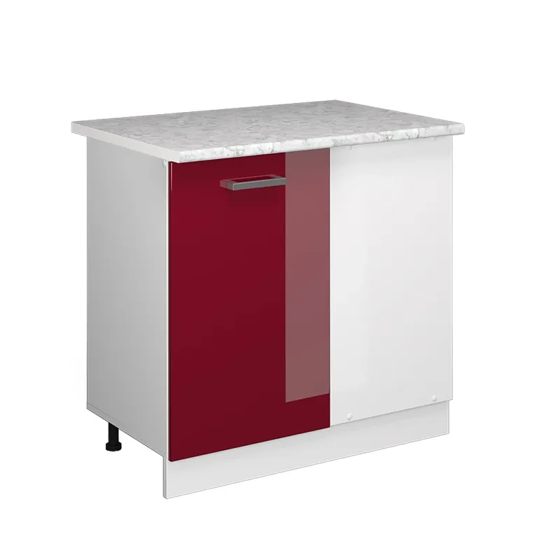 Bestseller Dulap de colț pentru articole de uz casnic R-Line Bordeaux lucios ridicat 86 cm cu usa, cu blat Vicco