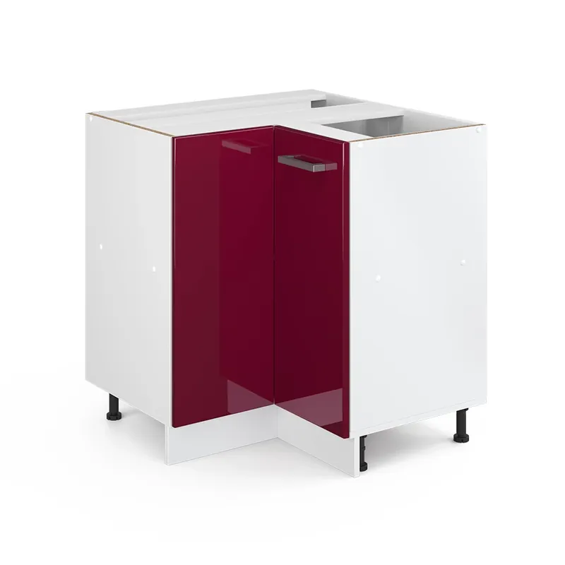 Super ofertă Dulap de colț pentru articole de uz casnic R-Line Bordeaux lucios ridicat 75.6 cm cu usa, fara blat Vicco