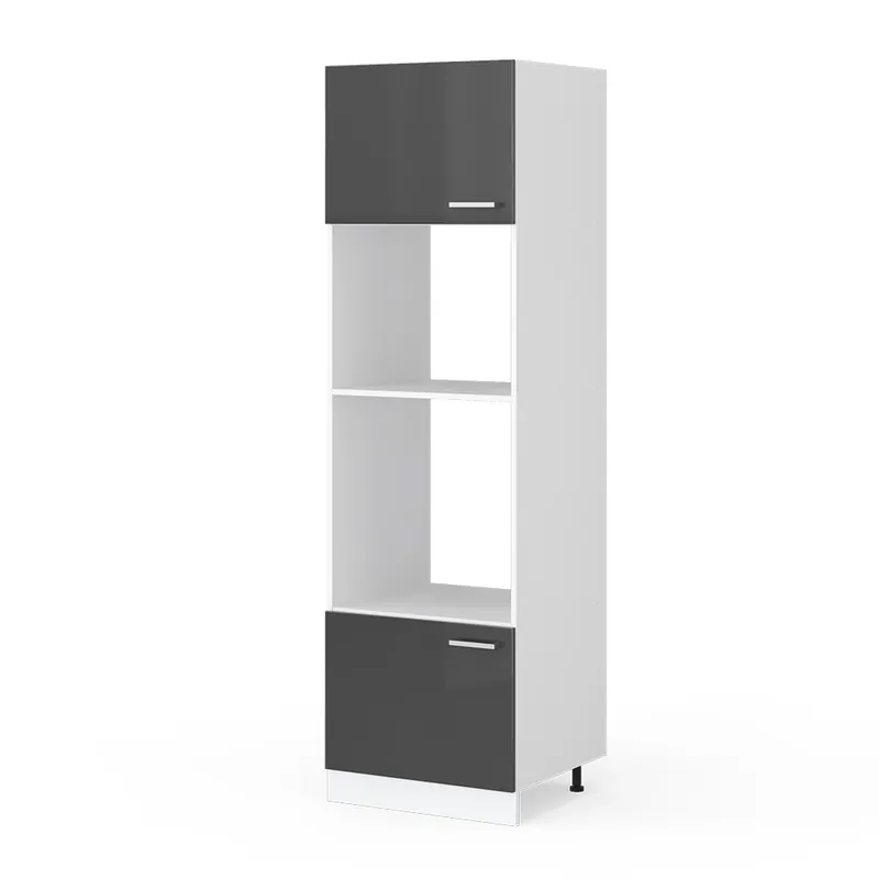 Retur ușor Dulap înalt universal R-Line Antracit lucios ridicat 60 cm cu rafturi și uși deschise Vicco