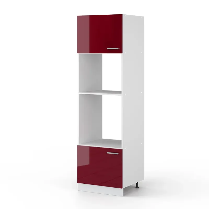 Bestseller Dulap înalt universal R-Line Bordeaux lucios ridicat 60 cm cu rafturi și uși deschise Vicco