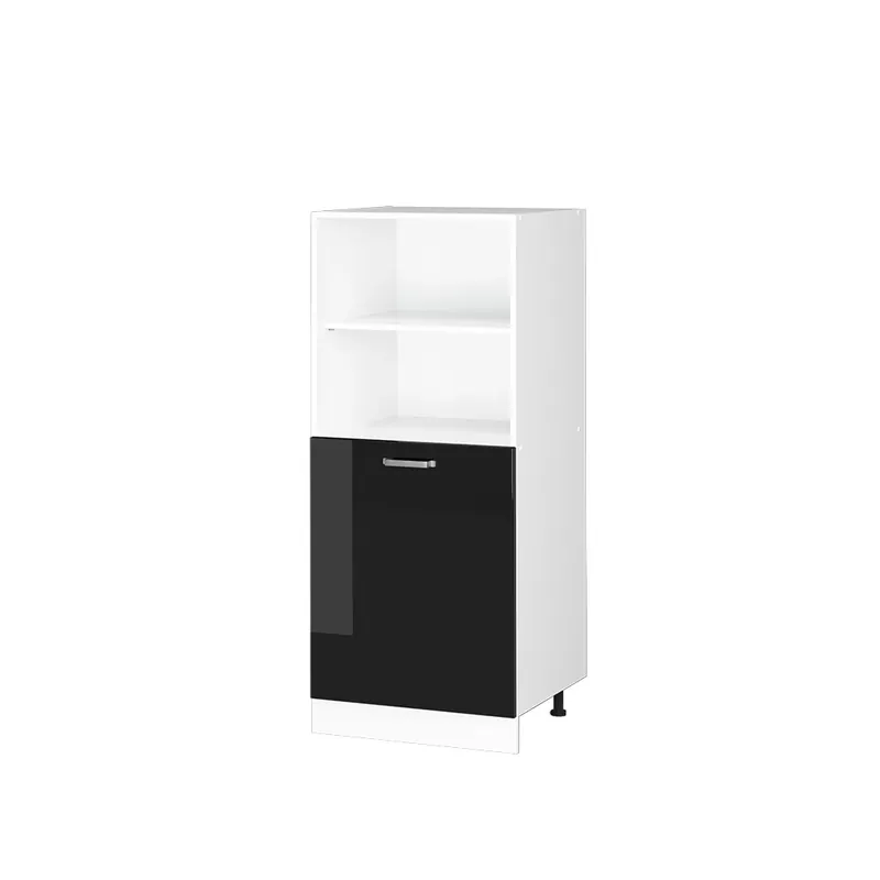 Dulap înalt universal R-Line Negru lucios ridicat 60 cm cu rafturi și ușă deschise Vicco Ieftin