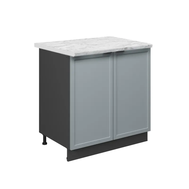 Bestseller Dulap de bază pentru chiuvetă Fame-Line Albastru-gri deschis 80 cm cu raft, marmură AP Vicco