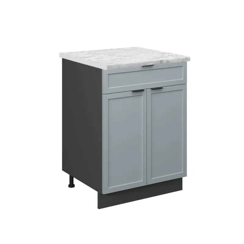 Dulap de bază de bucătărie Fame-Line Albastru-gri deschis 60 cm cu sertar, marmura AP Vicco Preț mic