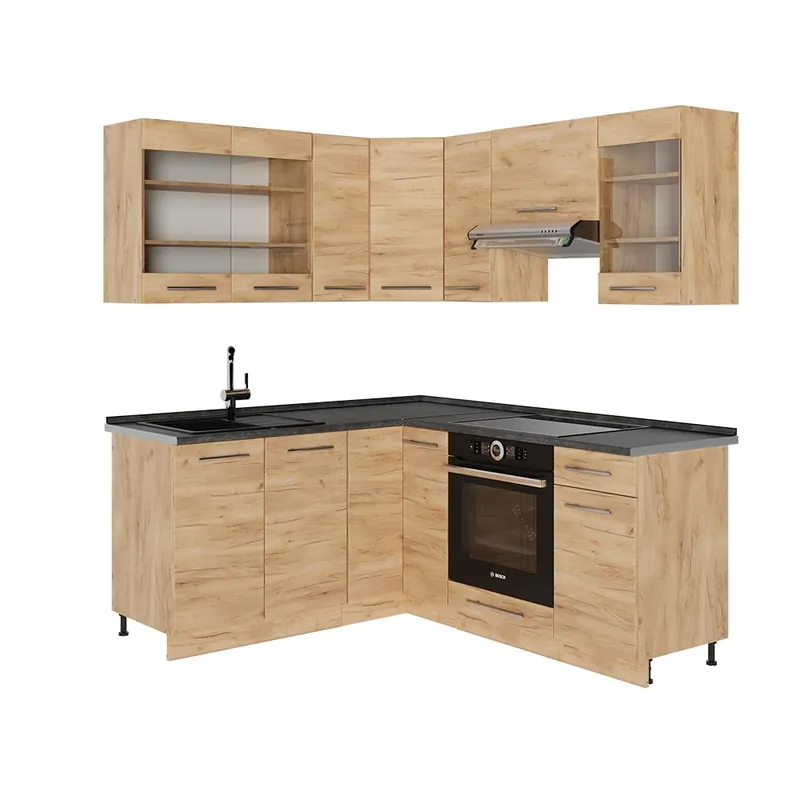 Retur gratuit Bucătărie pe colț Fame-Line Stejar Goldkraft 190 x 60 cm , AP Antracit Vicco