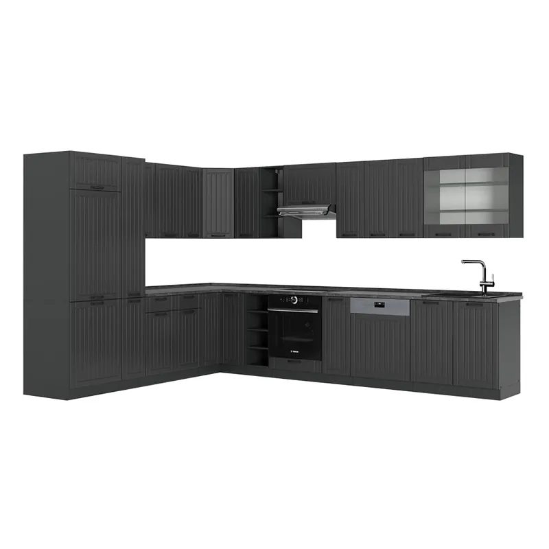 Bucătărie pe colț Fame-Line Gri închis 347 x 60 cm , AP Antracit Vicco Preț mic
