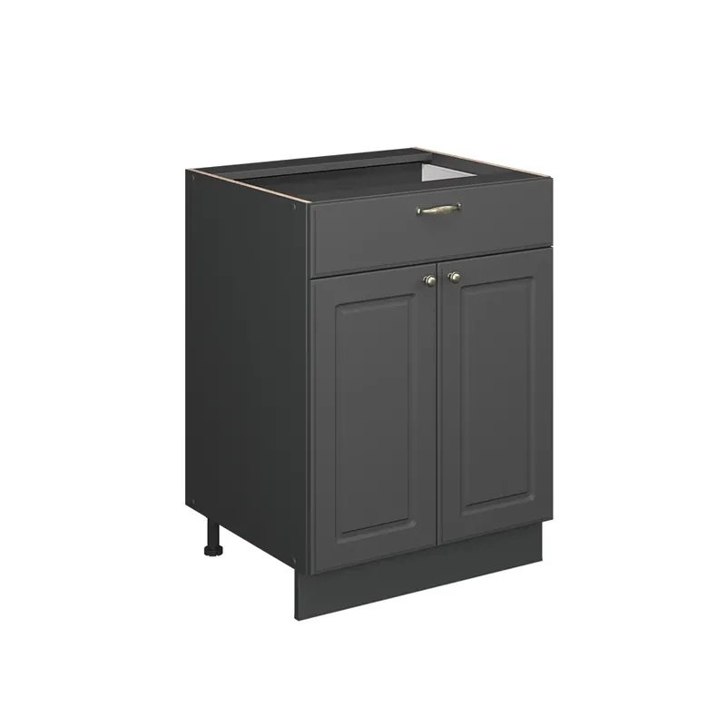 Dulap de bază de bucătărie Fame-Line Casă de țară antracit-aur 60 cm cu sertar, fara blat Vicco Reducere