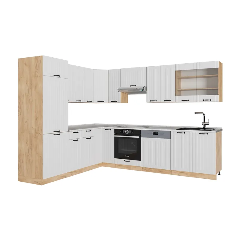 Bucătărie pe colț Fame-Line Casă de țară albă 227 x 60 cm , AP Marmură Vicco Reducere specială