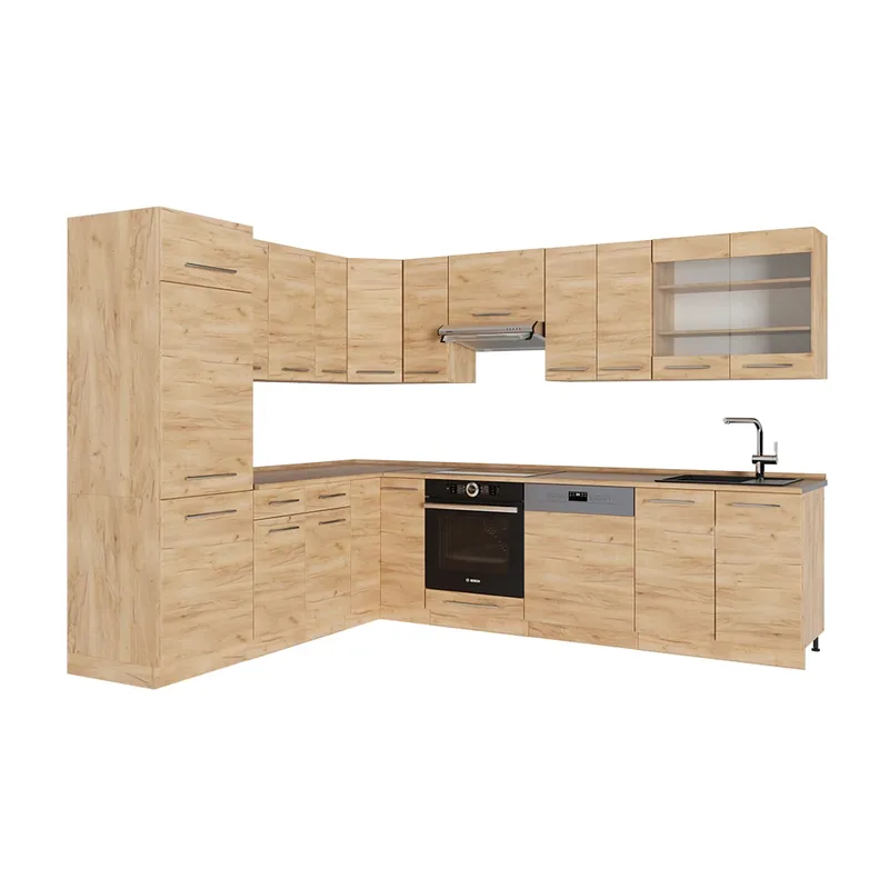 Discount Bucătărie pe colț Fame-Line Stejar Goldkraft 287 x 46 cm fara blat Vicco