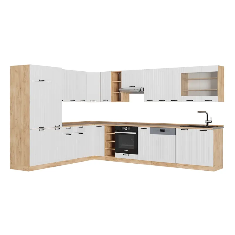 Bucătărie pe colț Fame-Line Casă de țară albă 347 x 46 cm fara blat Vicco Ofertă de sezon