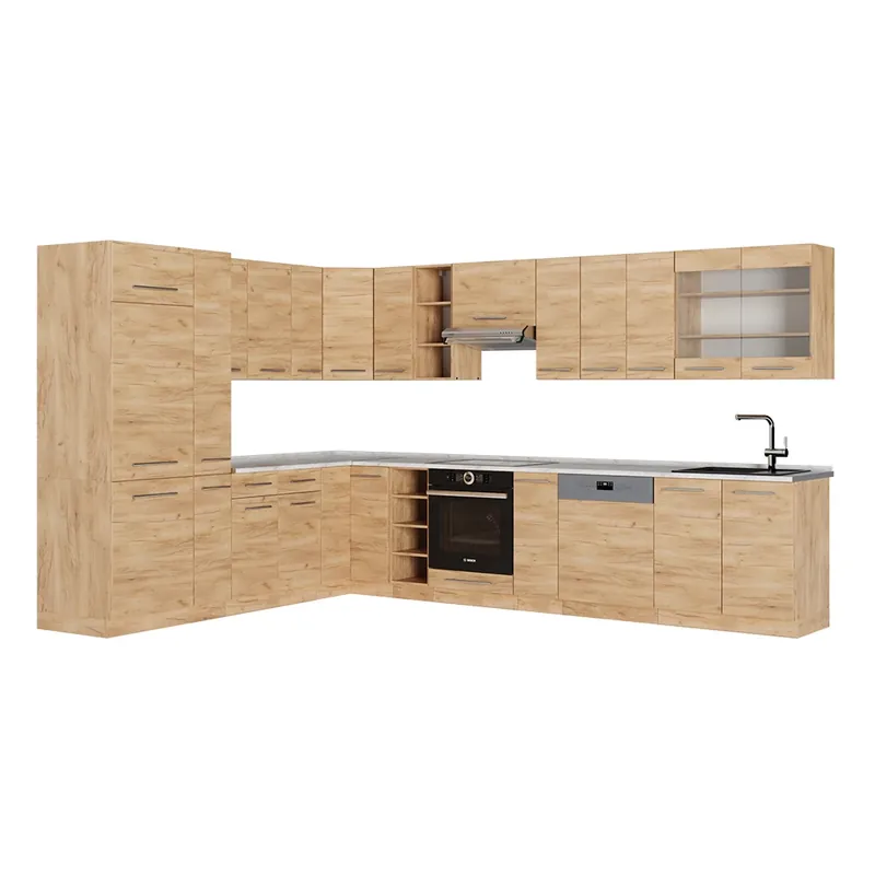 Bestseller Bucătărie pe colț Fame-Line Stejar Goldkraft 347 x 60 cm , AP Marmură Vicco