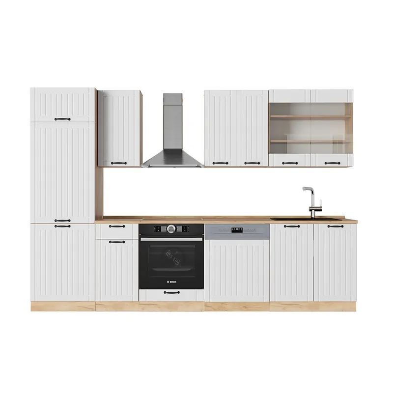 Preț mic Chicinetă Fame-Line Casă de țară albă 300 cm , AP Stejar Vicco