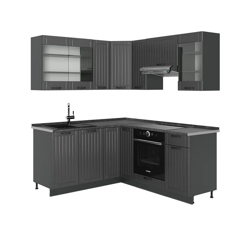 Plată sigură Bucătărie pe colț Fame-Line Gri închis 190 x 46 cm fara blat Vicco