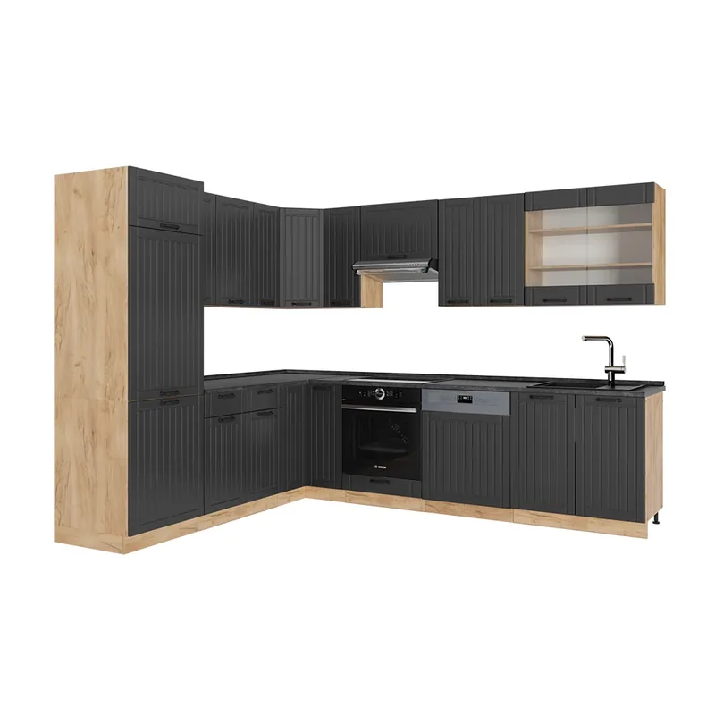 Bucătărie pe colț Fame-Line Gri închis 287 x 46 cm fara blat Vicco Preț mic