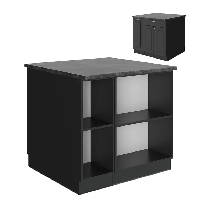 Ofertă specială Insulă de bucătărie Fame-Line Casă de țară antracit-aur 90 cm fara blat Vicco