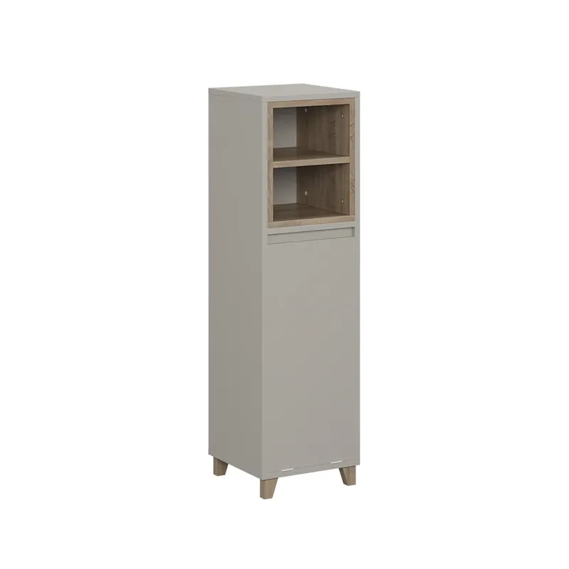 Livrare expres Dulap Midi Elnor Greige 30x105.2 cm cu coș de rufe rabatabil Vicco