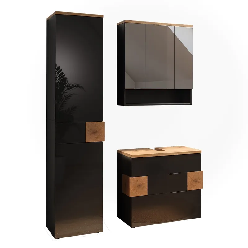 Calitate înaltă Set mobilier baie Eden antracit 3 părți Vicco