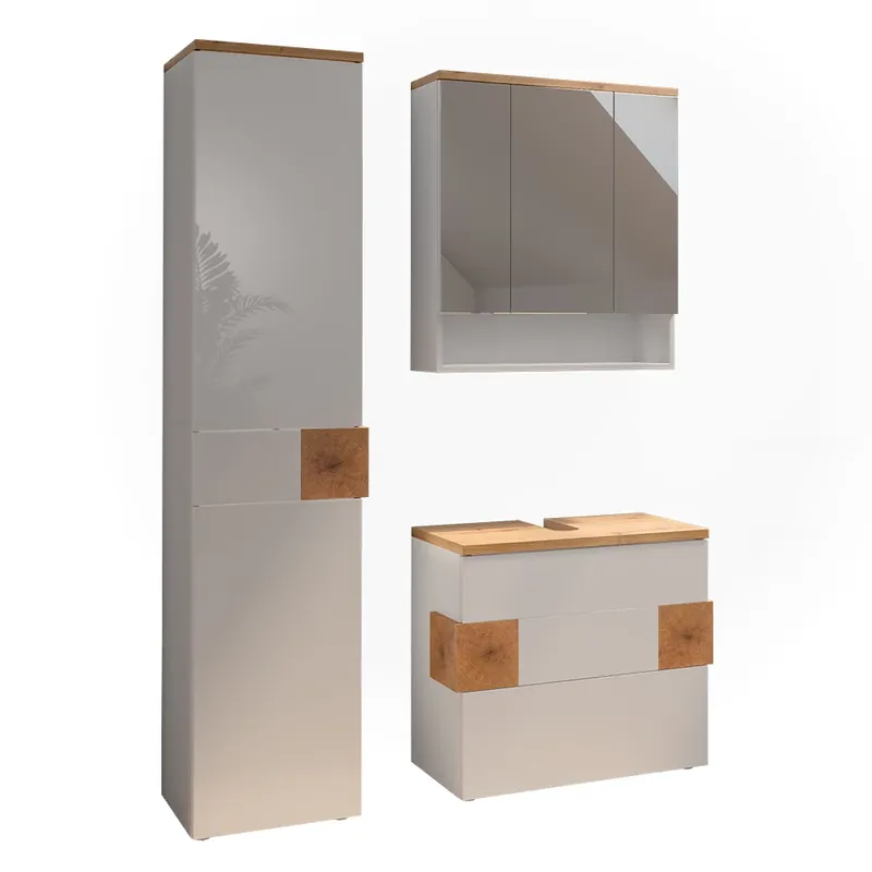 Premium Set mobilier baie Eden Alb 3 părți Vicco