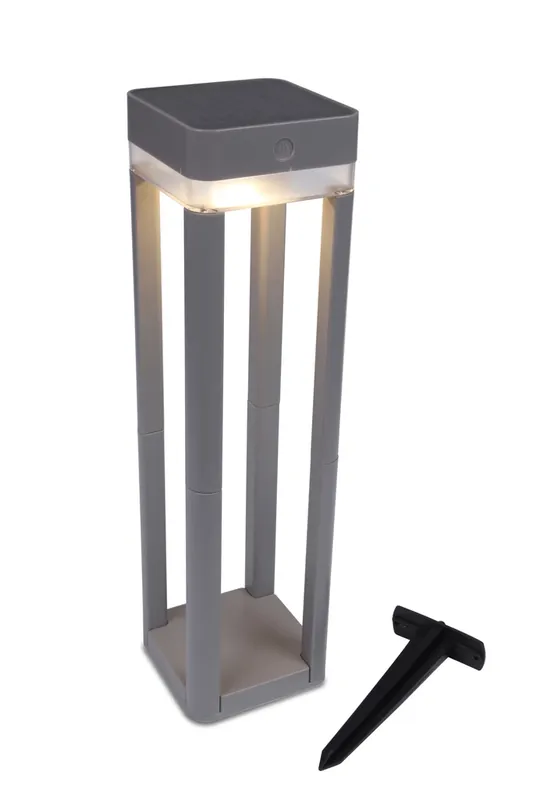Lampa solară de exterior Lutec Table Cube 6908002337 gri argintiu 45 cm Reduceri