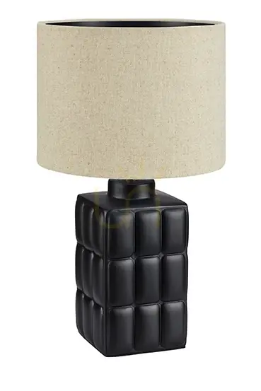 Plată securizată Lampă de masă Markslojd Cuscini 108248 negru/bej ceramică textilă