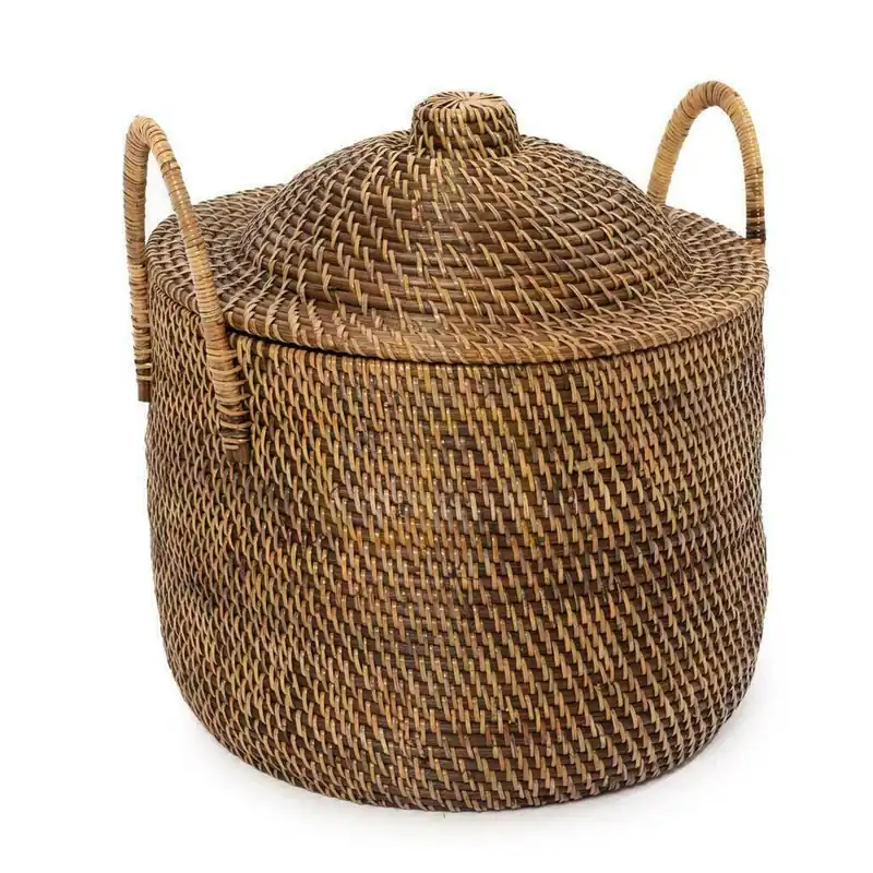 Lichidare de stoc Coș de răchită BAZAR BIZAR Colonial Collection, rattan maro natural 39x40 cm