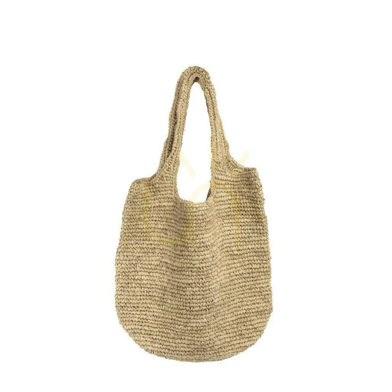 Geantă handmade BAZAR BIZAR din rafie naturală bej 40 cm Ofertă specială
