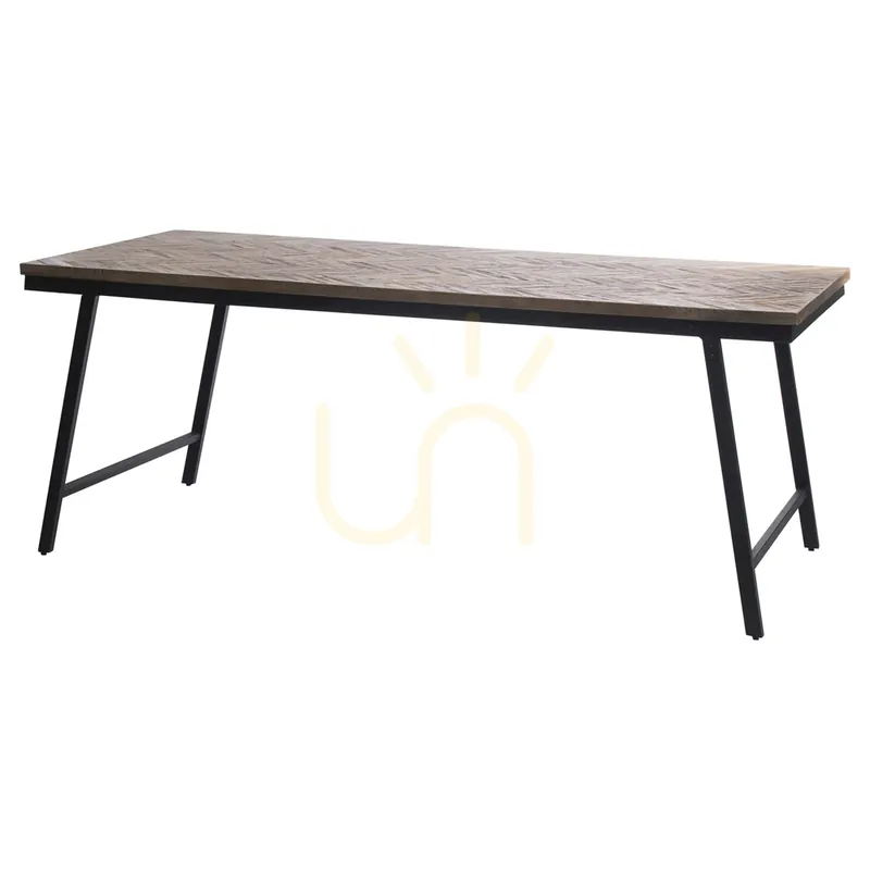 Consolă BAZAR BIZAR Herringbone natural lemn tec fier negru 80x40x17 cm Lichidare de stoc