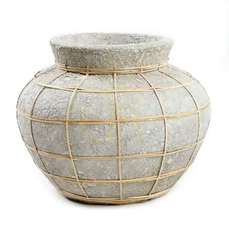 Vază BAZAR BIZAR Terracotta Collection Teracotă-Rattan Beton Natural 19 cm S Cumpărături sigure