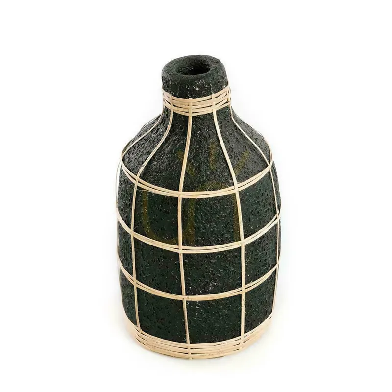Vază BAZAR BIZAR Whoopy Terracotta Collection Negru Natural Teracotă Rattan L Plată sigură