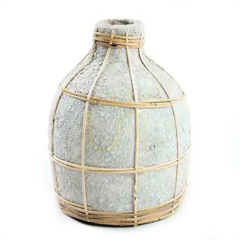 Vază BAZAR BIZAR Terracotta Collection Beton Natural Teracotă Rattan 19 cm Bestseller
