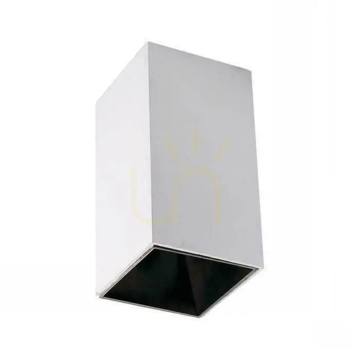 V-TAC GU10 Corp de iluminat de plafon pătrat montat la suprafață alb+negru 74x74x140mm VT-882-Q Garanție de 3 ani Ultima șansă