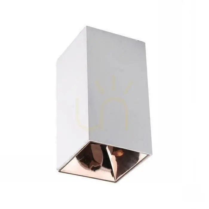 V-TAC GU10 Corp de iluminat de plafon pătrat montat la suprafață Alb+Pink Gold 74x74x140mm VT-882-Q Garanție de 3 ani Expediere rapidă