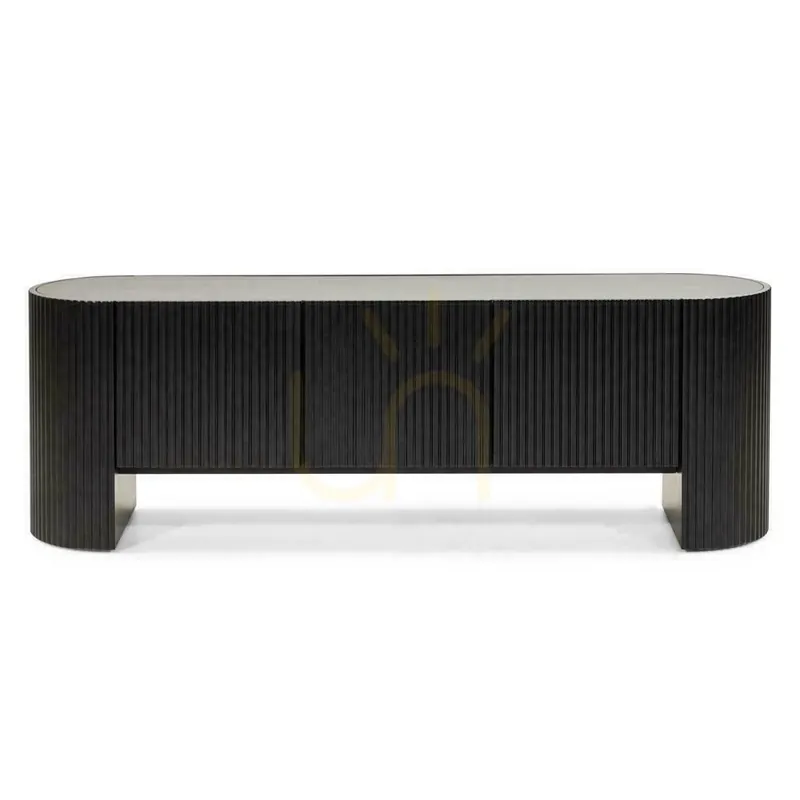 Chilipir NOIR Negru Sinterizat TV Console Cabinet cu caneluri